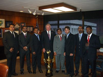 Midwest Championship trophy Picture with Honorable Mayor Mike Fahey 